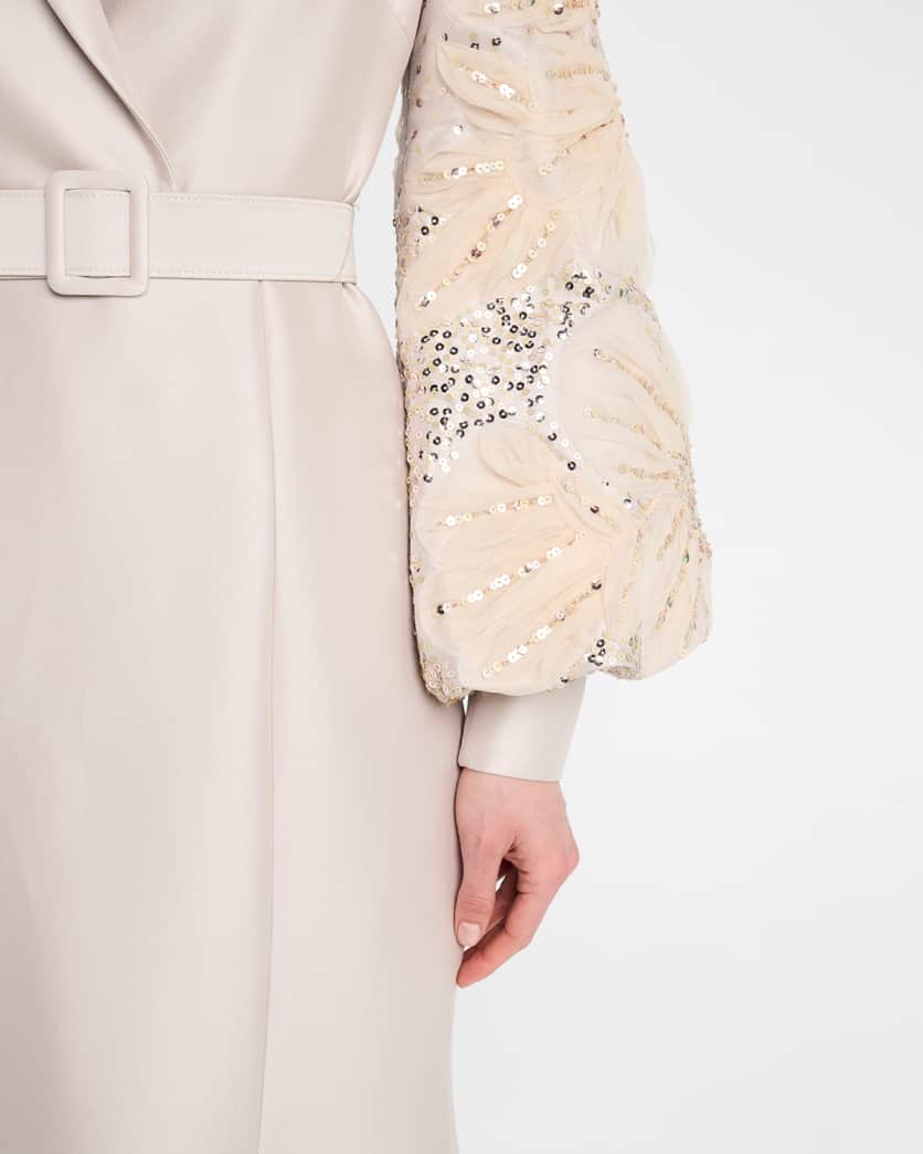 Embellished-Sleeve Mermaid Shirt Gown