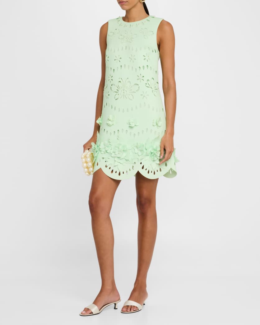 Scalloped Pearly-Embellished Cutout Mini Dress