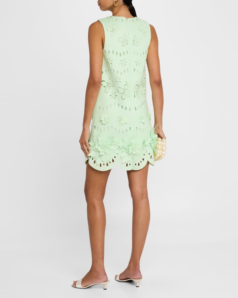 Scalloped Pearly-Embellished Cutout Mini Dress