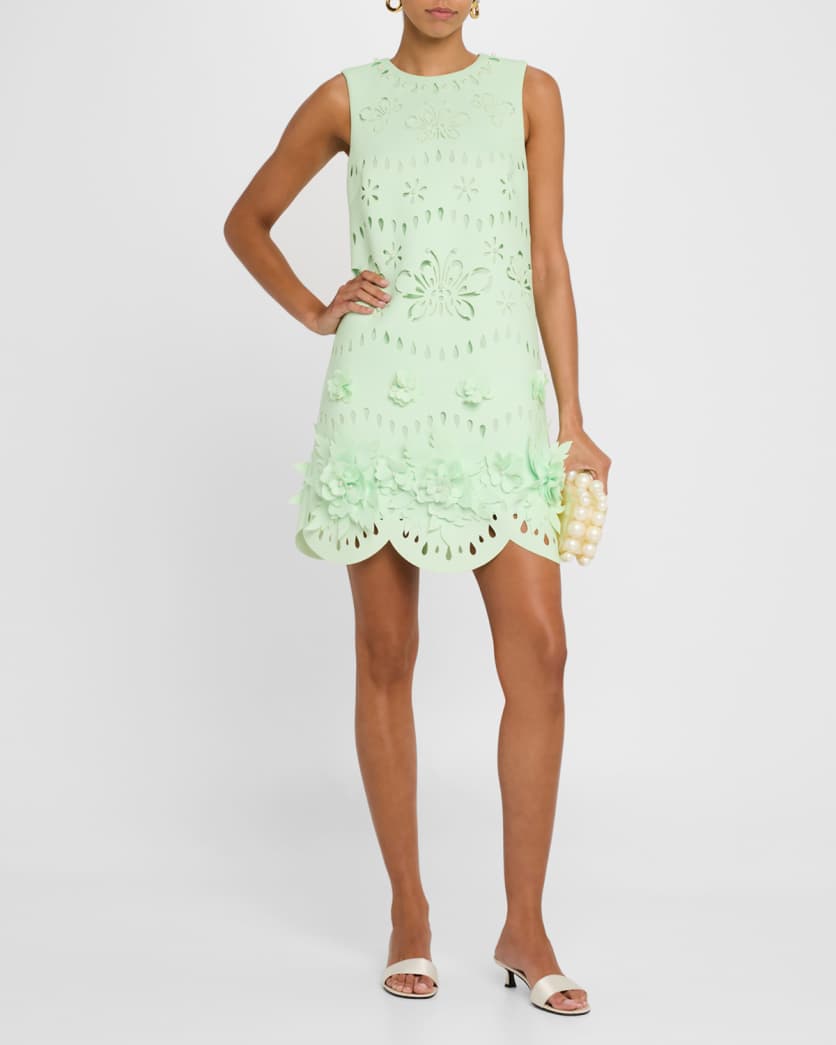 Scalloped Pearly-Embellished Cutout Mini Dress