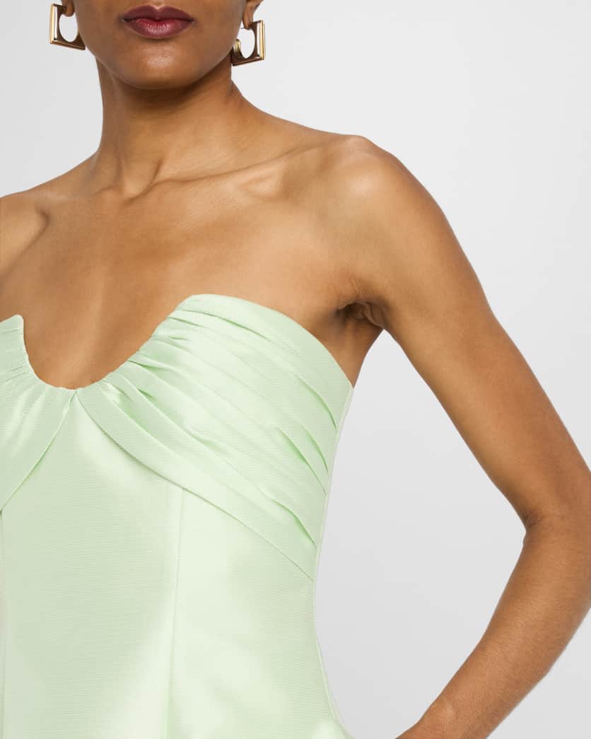 Strapless High-Low Pique Gown