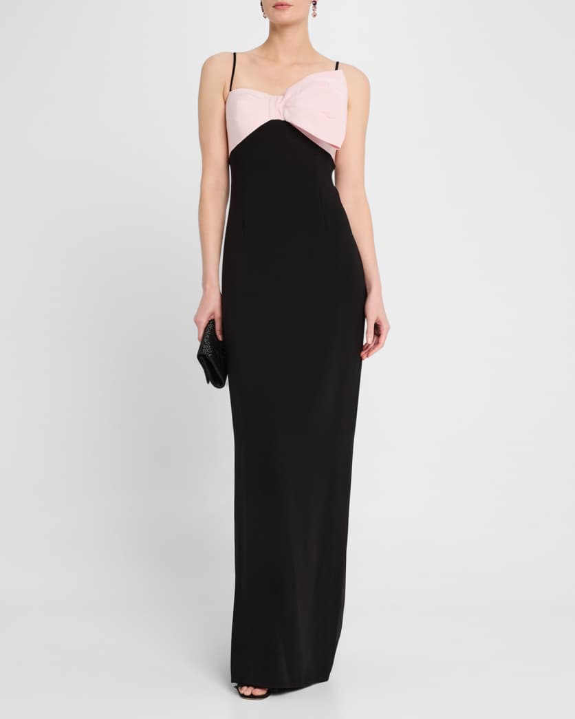 Mikado Bow & Crepe Column Gown