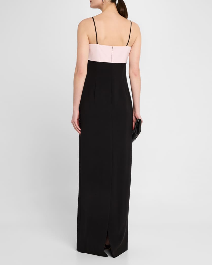Mikado Bow & Crepe Column Gown