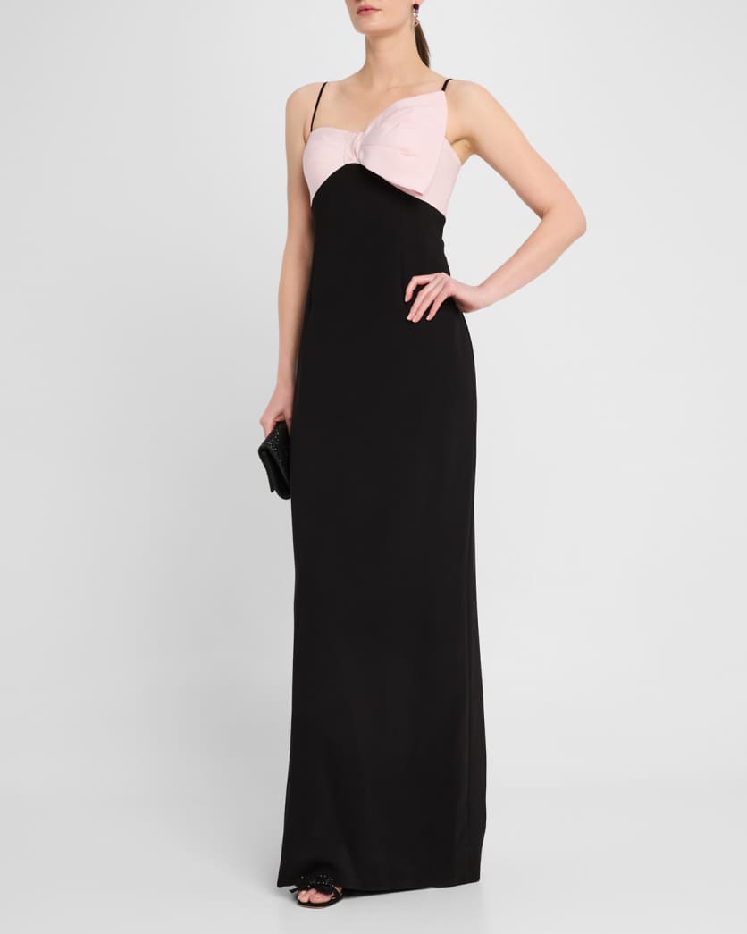 Mikado Bow & Crepe Column Gown