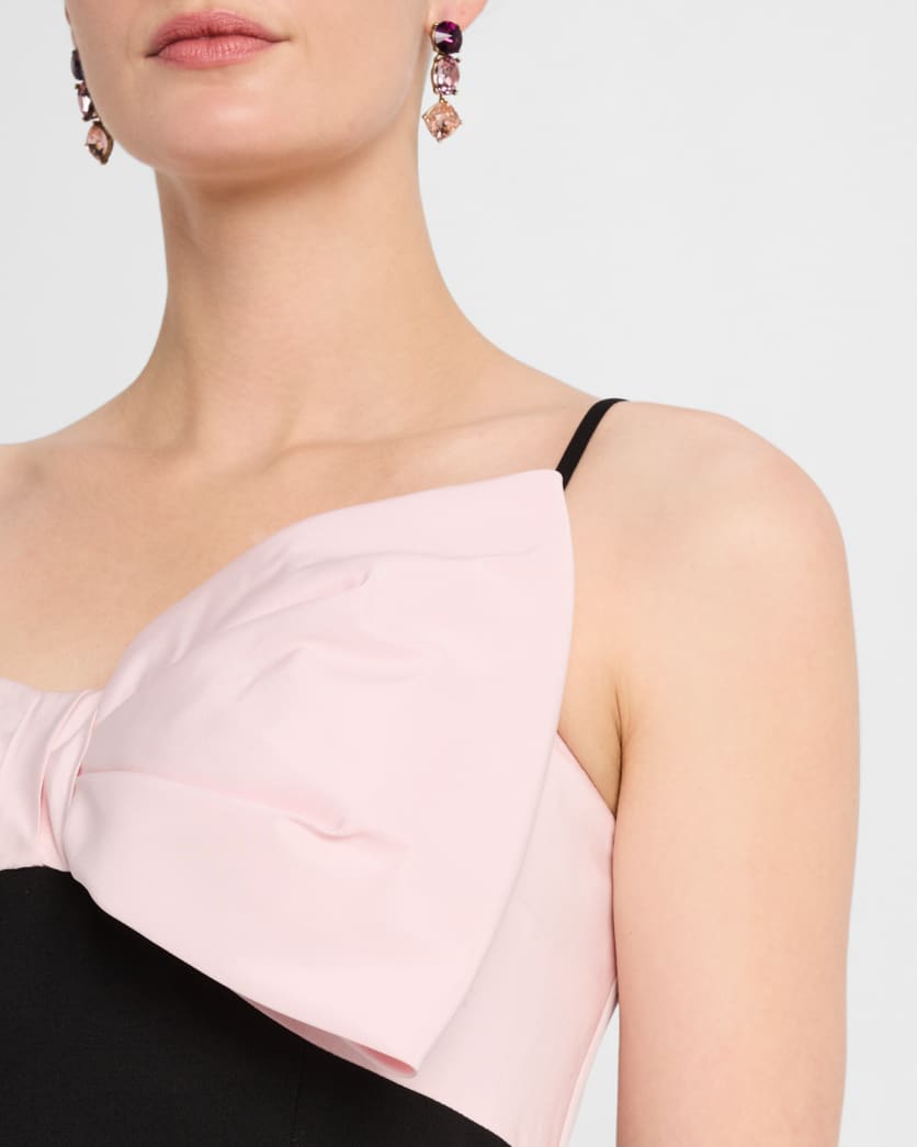 Mikado Bow & Crepe Column Gown