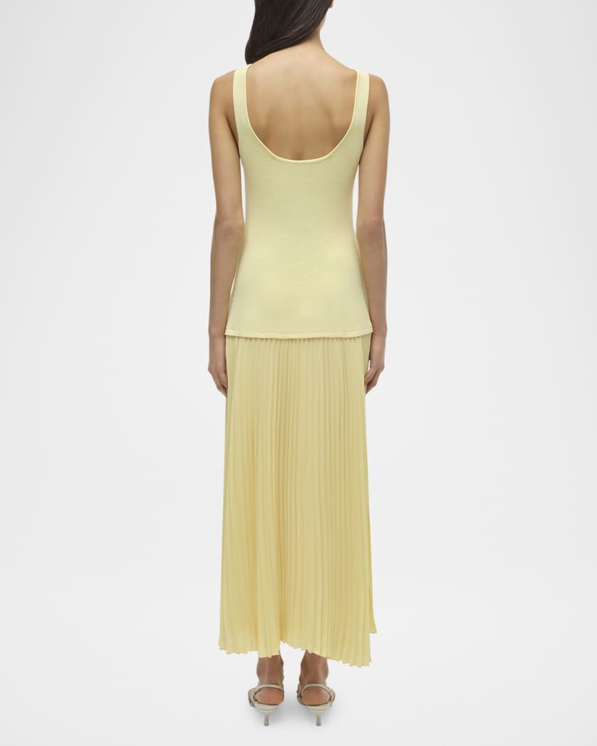Allana Sleeveless Drop-Waist Combo Midi Dress