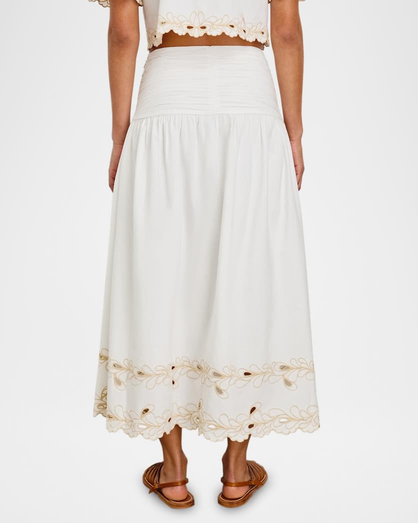Sol Embroidered Cotton Maxi Skirt