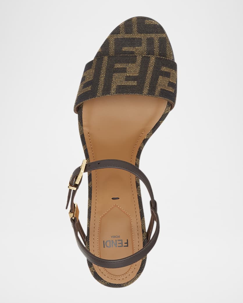 Delfina FF Jacquard Block-Heel Sandals