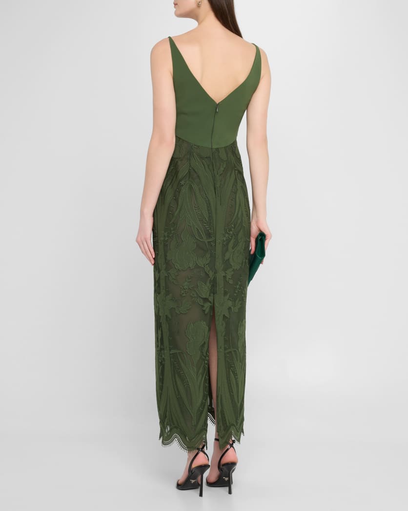 V-Neck Lace Empire-Waist Maxi Dress
