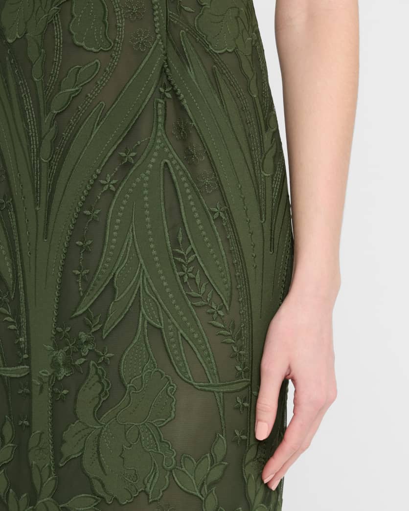 V-Neck Lace Empire-Waist Maxi Dress