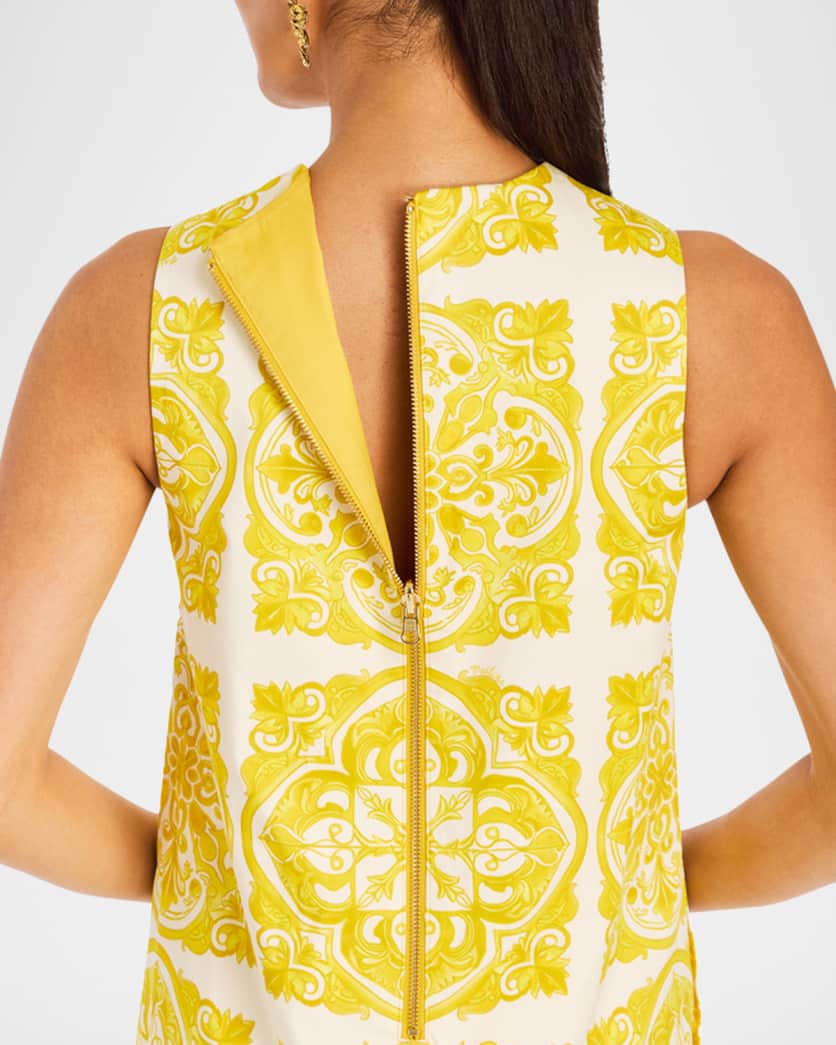 Fiona Reversible Tile-Print Mini Dress