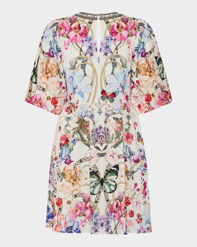 Monserrate Magic V-Neck Puff-Sleeve Mini Dress