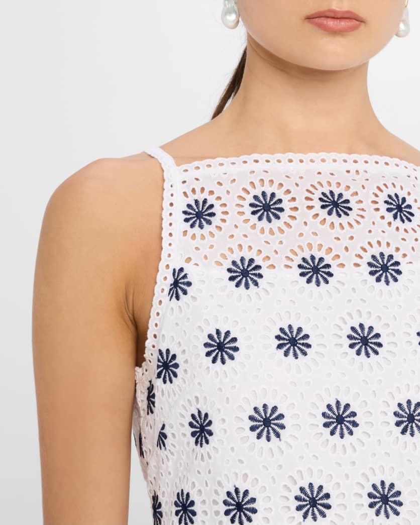 Grace Eyelet Drop-Waist Mini Dress