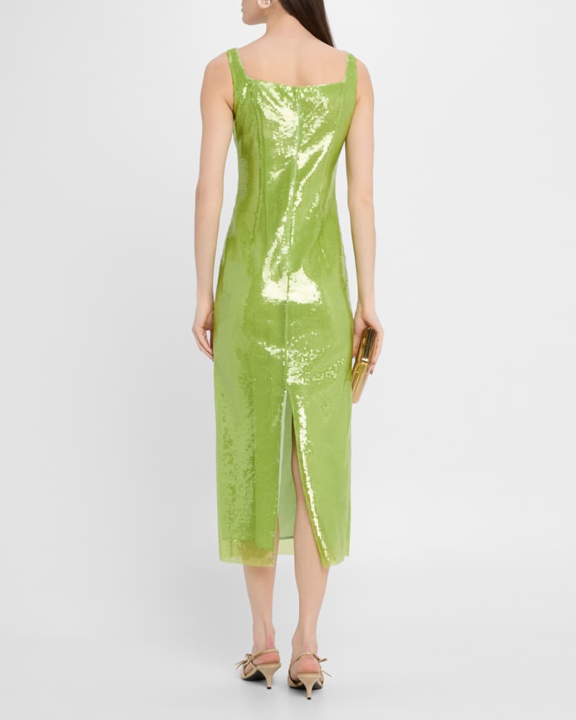 Marylin Crystal Flower Sequined Midi Dress