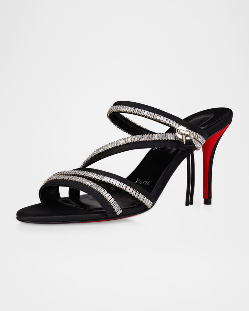 Meryl Zip Strass Satin Red Sole Sandals 