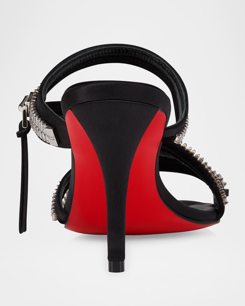 Meryl Zip Strass Satin Red Sole Sandals 