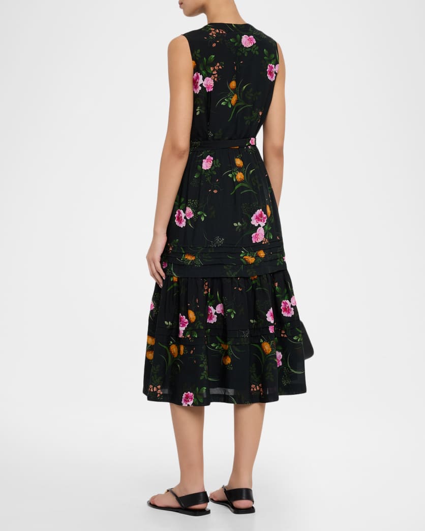 Violet Tiered Floral-Print Midi Dress