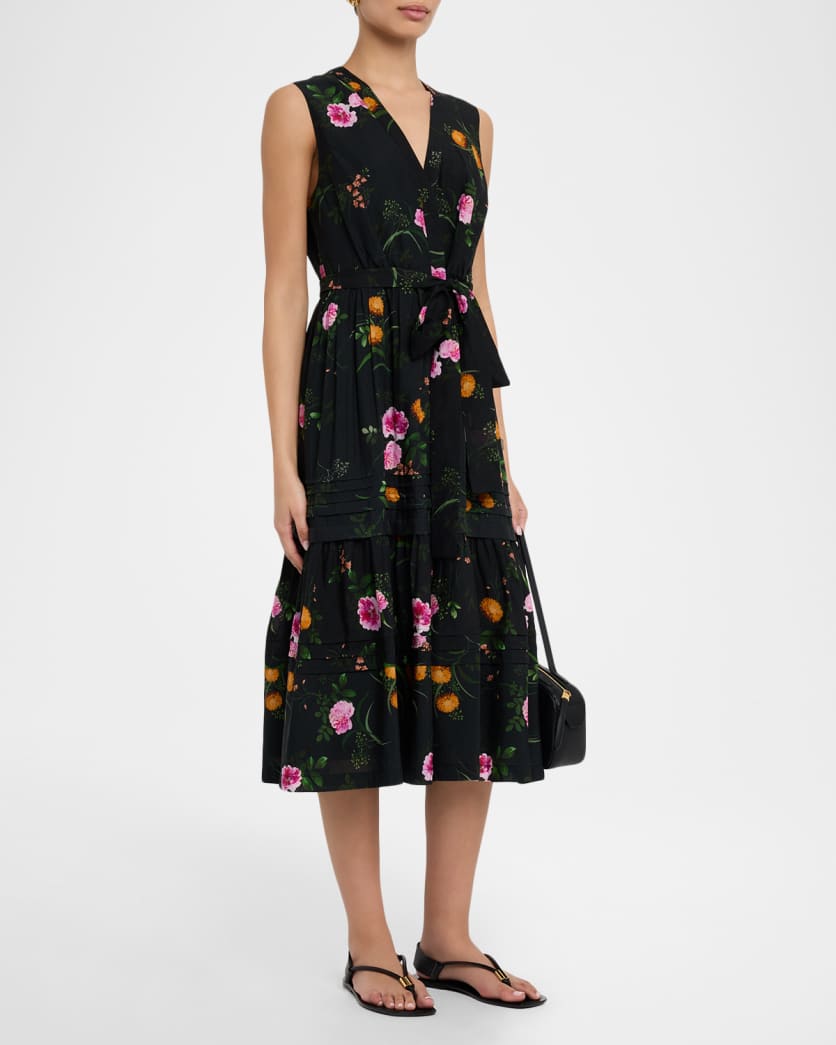 Violet Tiered Floral-Print Midi Dress
