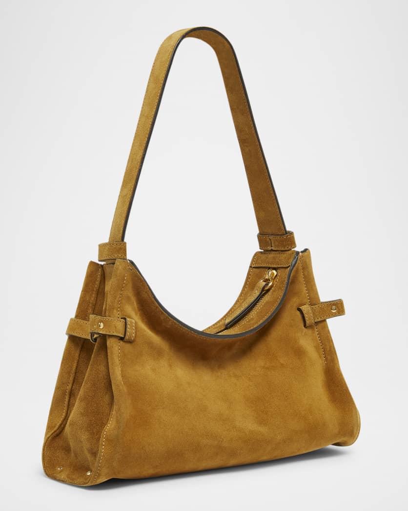 Logo Charm Hobo Bag in Suede 