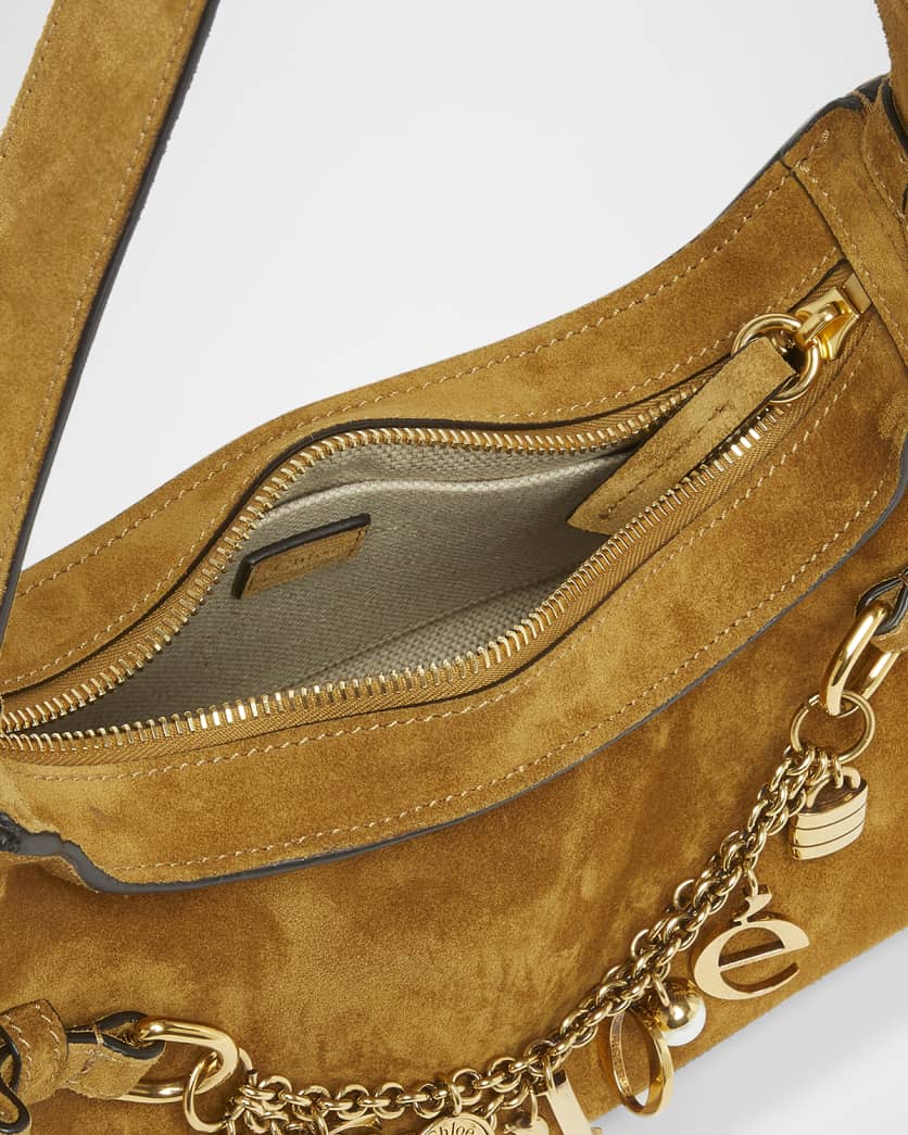 Logo Charm Hobo Bag in Suede 