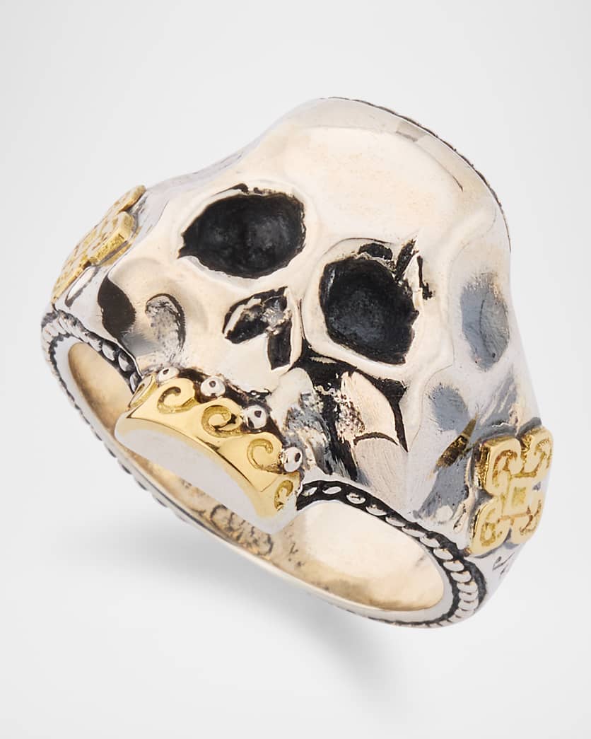 Men's Hydra Sterling Silver and 18K Gold Skull Ring