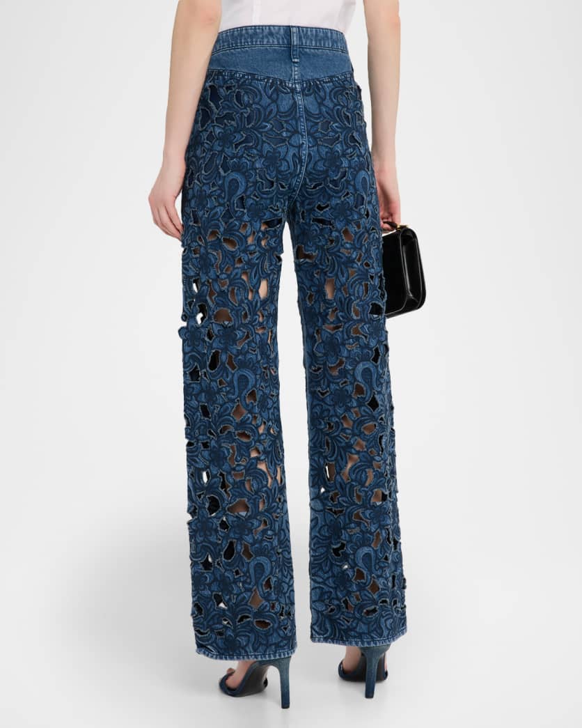 Logan Mid-Rise Floral Cut-Out Jeans 
