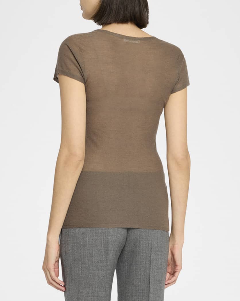 Keyla Short-Sleeve Fine Cashmere T-Shirt