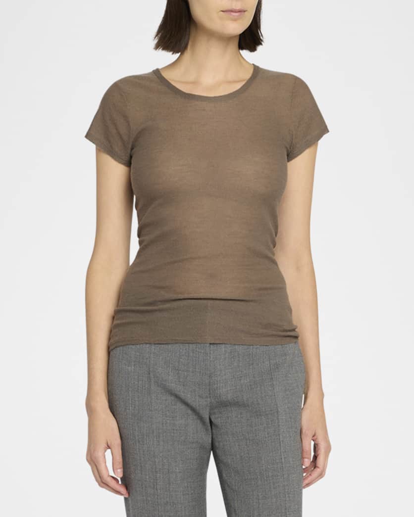 Keyla Short-Sleeve Fine Cashmere T-Shirt