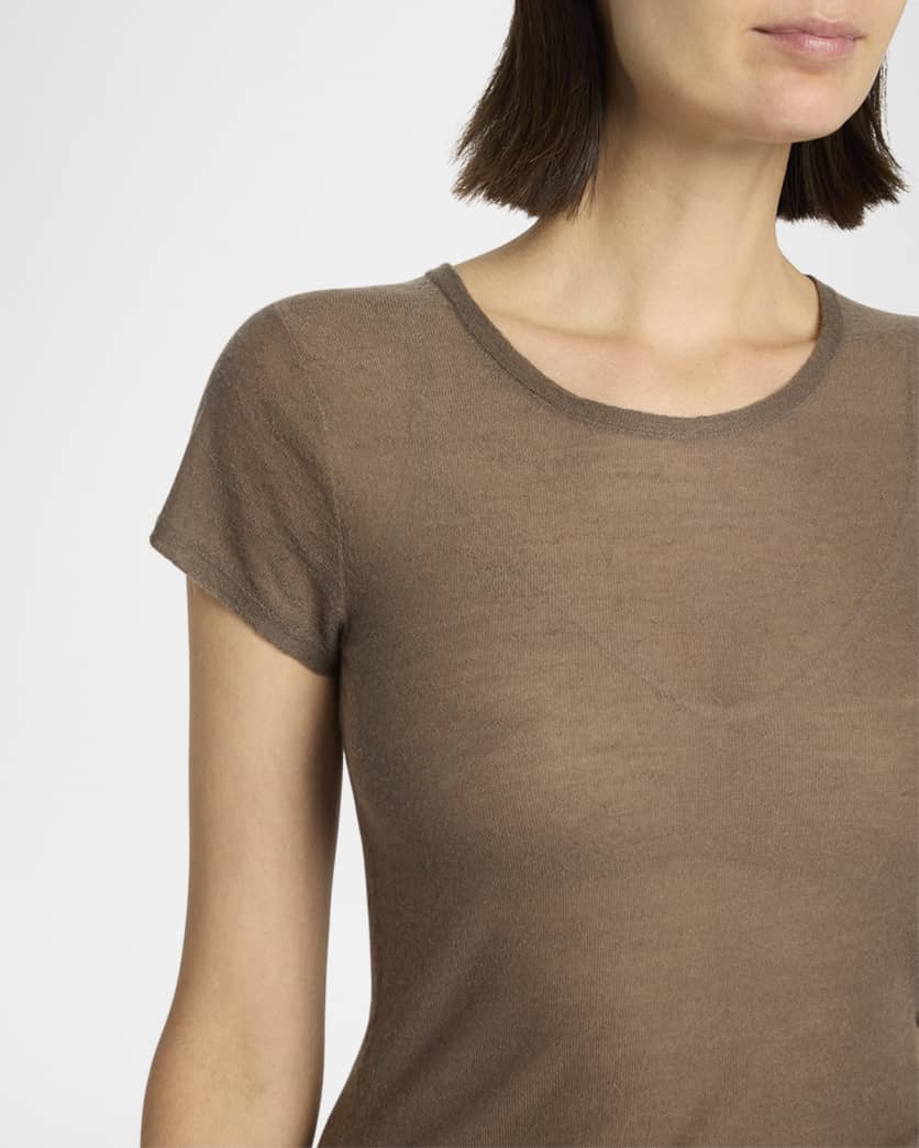 Keyla Short-Sleeve Fine Cashmere T-Shirt