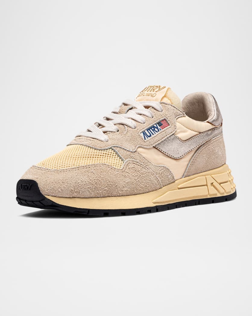 Reelwind Mixed Leather Retro Trainer Sneakers