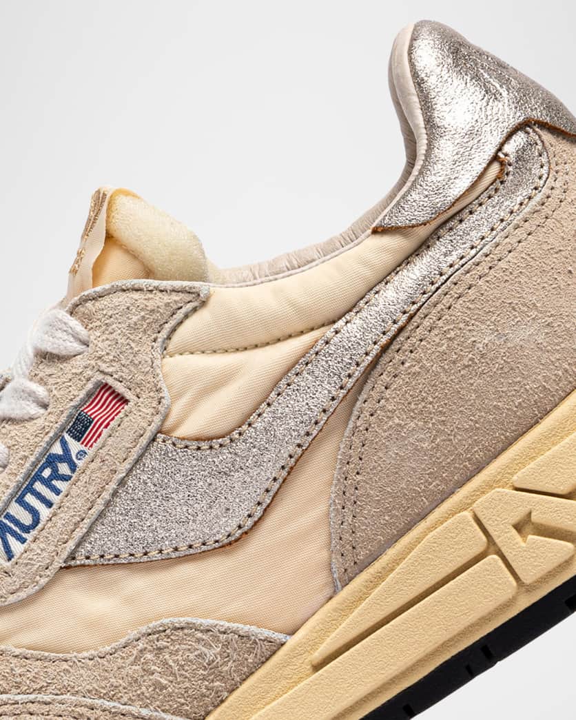 Reelwind Mixed Leather Retro Trainer Sneakers