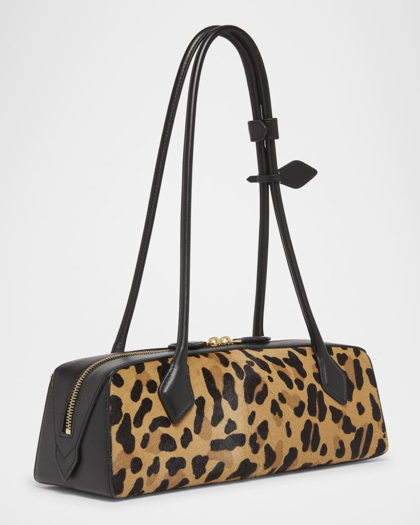 Le Teckel Medium Shoulder Bag in Leopard Calf Hair