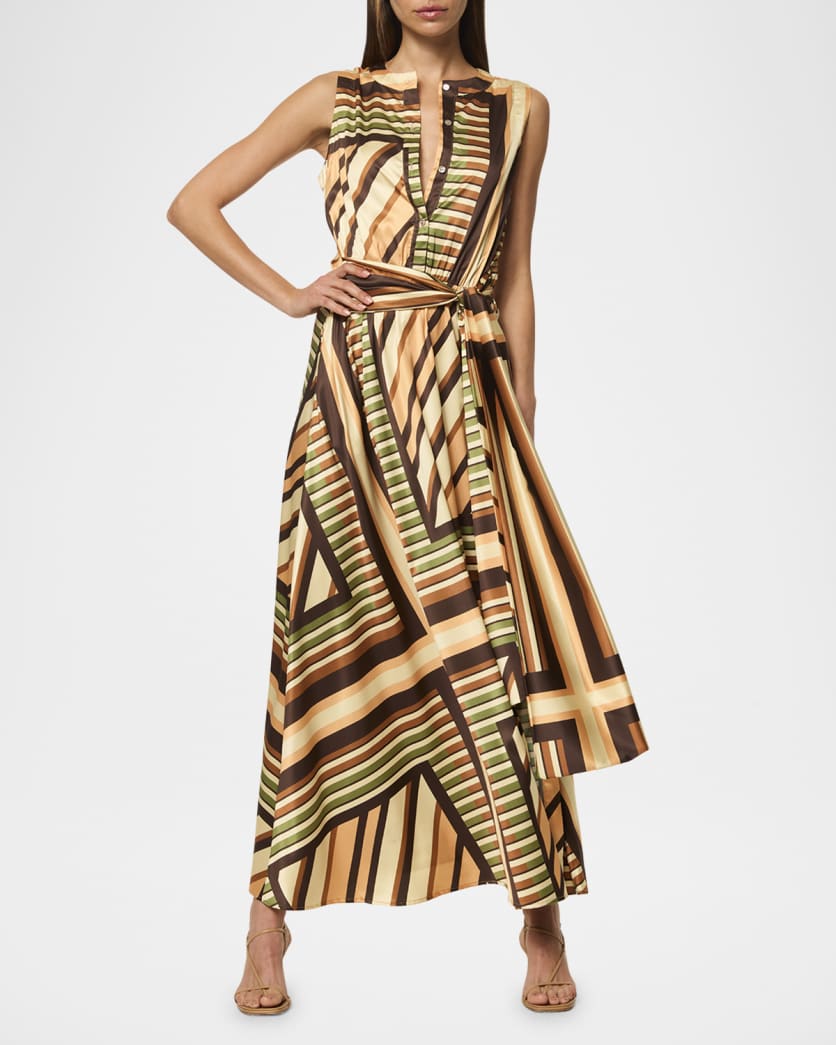 Anabella Geometric Scarf Midi Dress