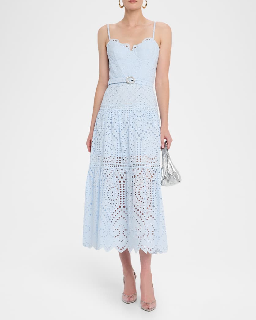 Zuria Belted Eyelet Maxi Dress
