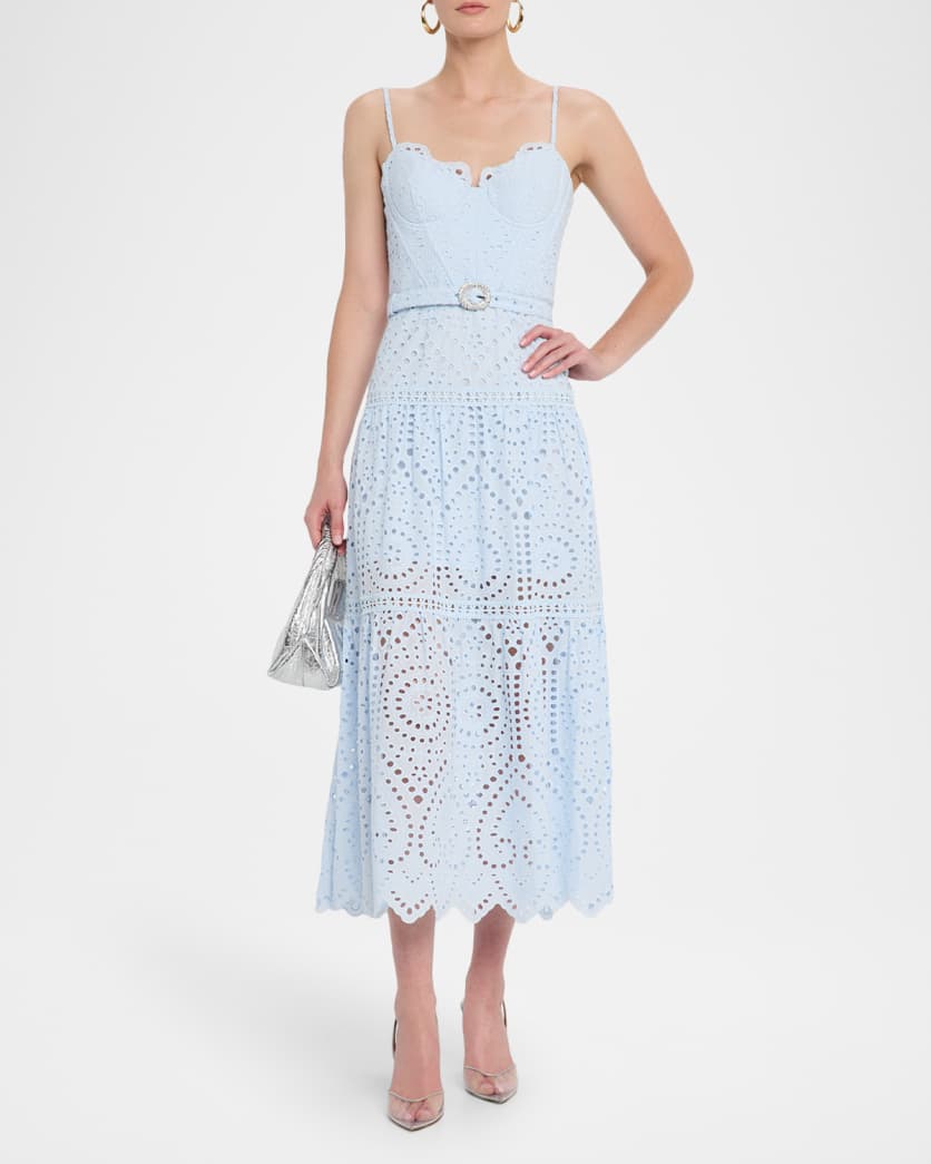 Zuria Belted Eyelet Maxi Dress