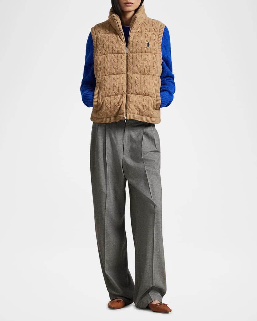 Cable-Knit Wool-Cashmere Quilted Vest