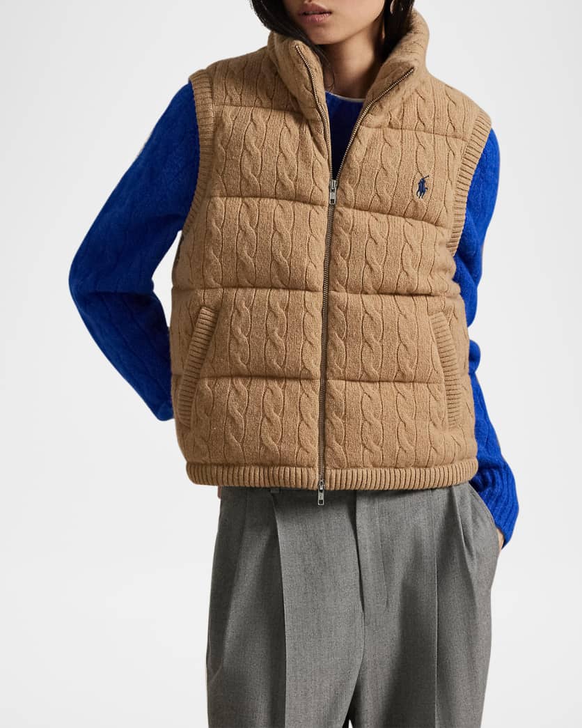 Cable-Knit Wool-Cashmere Quilted Vest