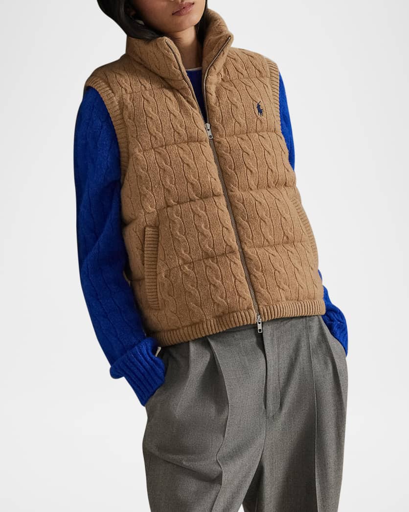 Cable-Knit Wool-Cashmere Quilted Vest