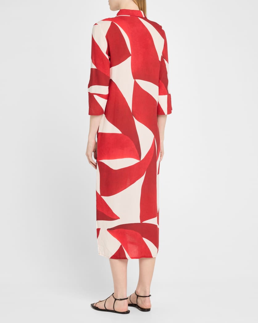 Geometric Side Slit Maxi Shirtdress