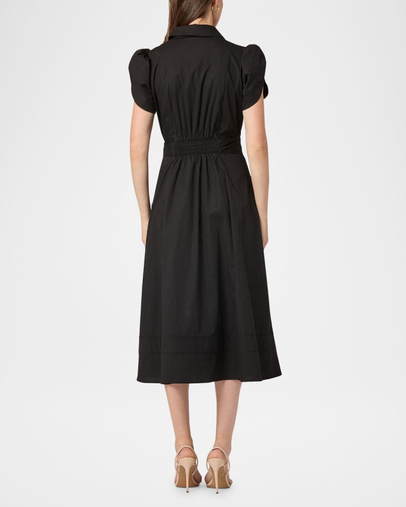 Adaya Belted Lace-Trim Midi Shirtdress