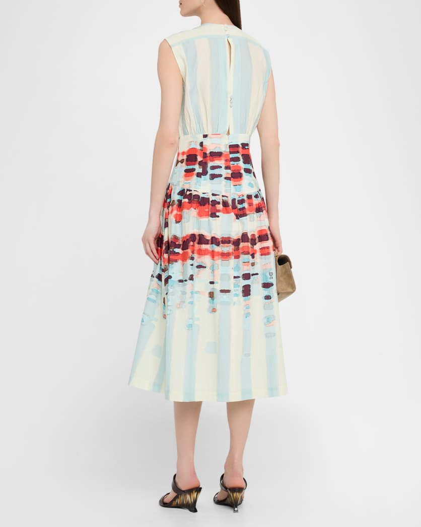 Jocelyn Sleeveless Cotton-Stretch A-Line Midi Dress