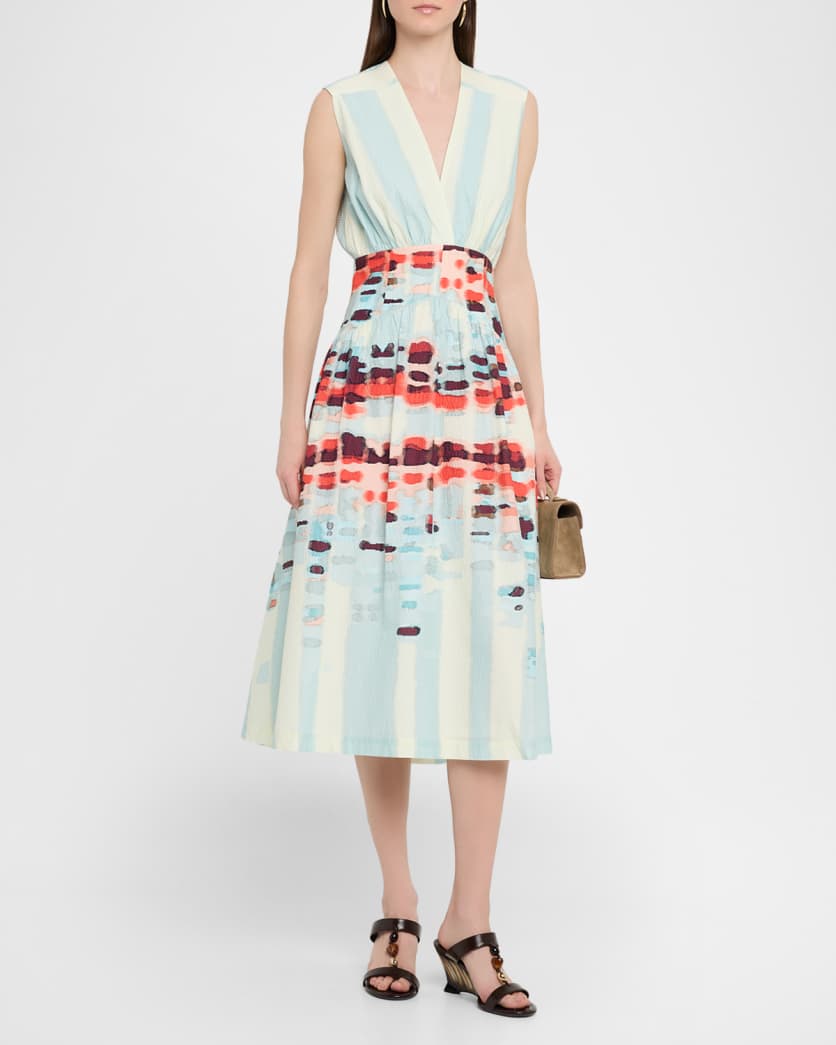 Jocelyn Sleeveless Cotton-Stretch A-Line Midi Dress