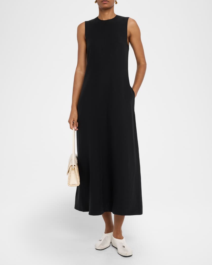 Fluid Cotton Sleeveless Midi Dress