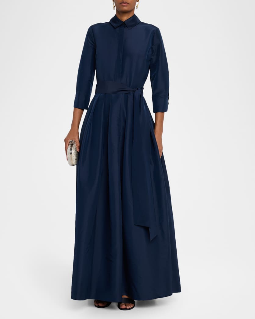Julip Pleated Tie-Waist Gown