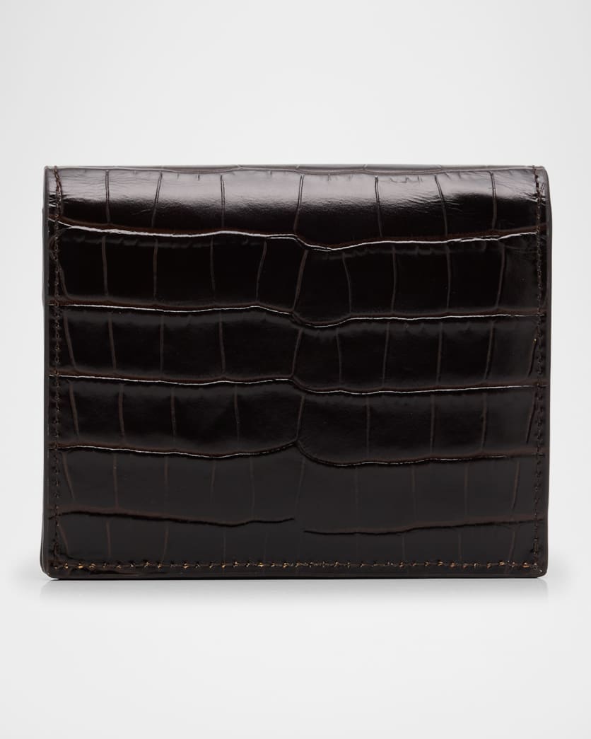T-Lock Croco-Embossed Leather Card Holder