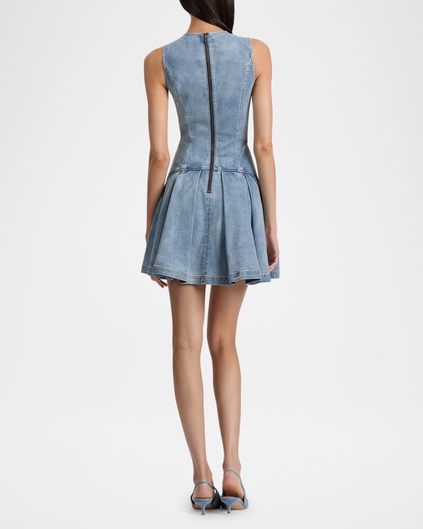 Adley Sleeveless Drop-Waist Denim Mini Dress