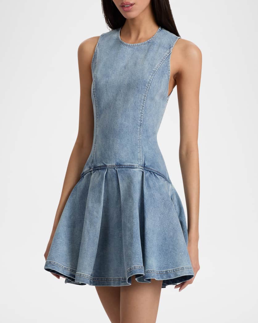 Adley Sleeveless Drop-Waist Denim Mini Dress