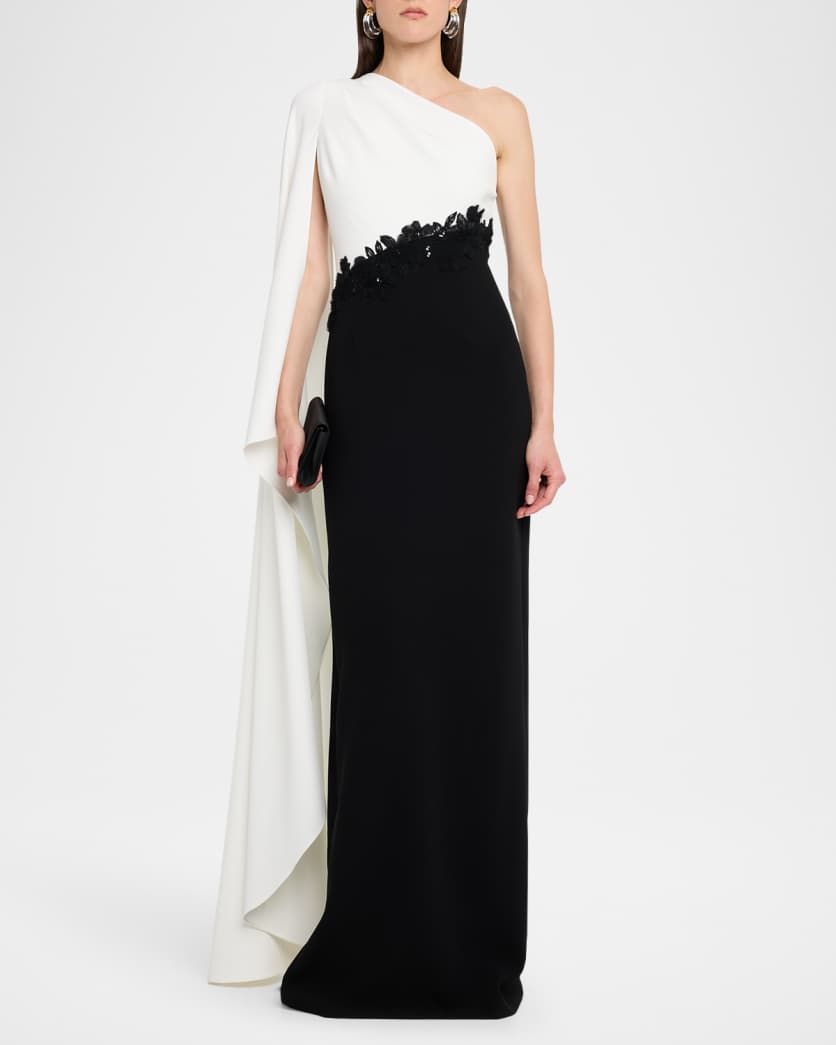Cape-Sleeve Column Gown
