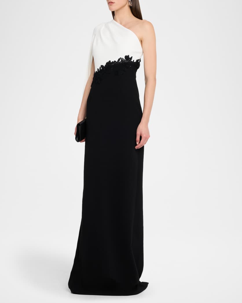 Cape-Sleeve Column Gown