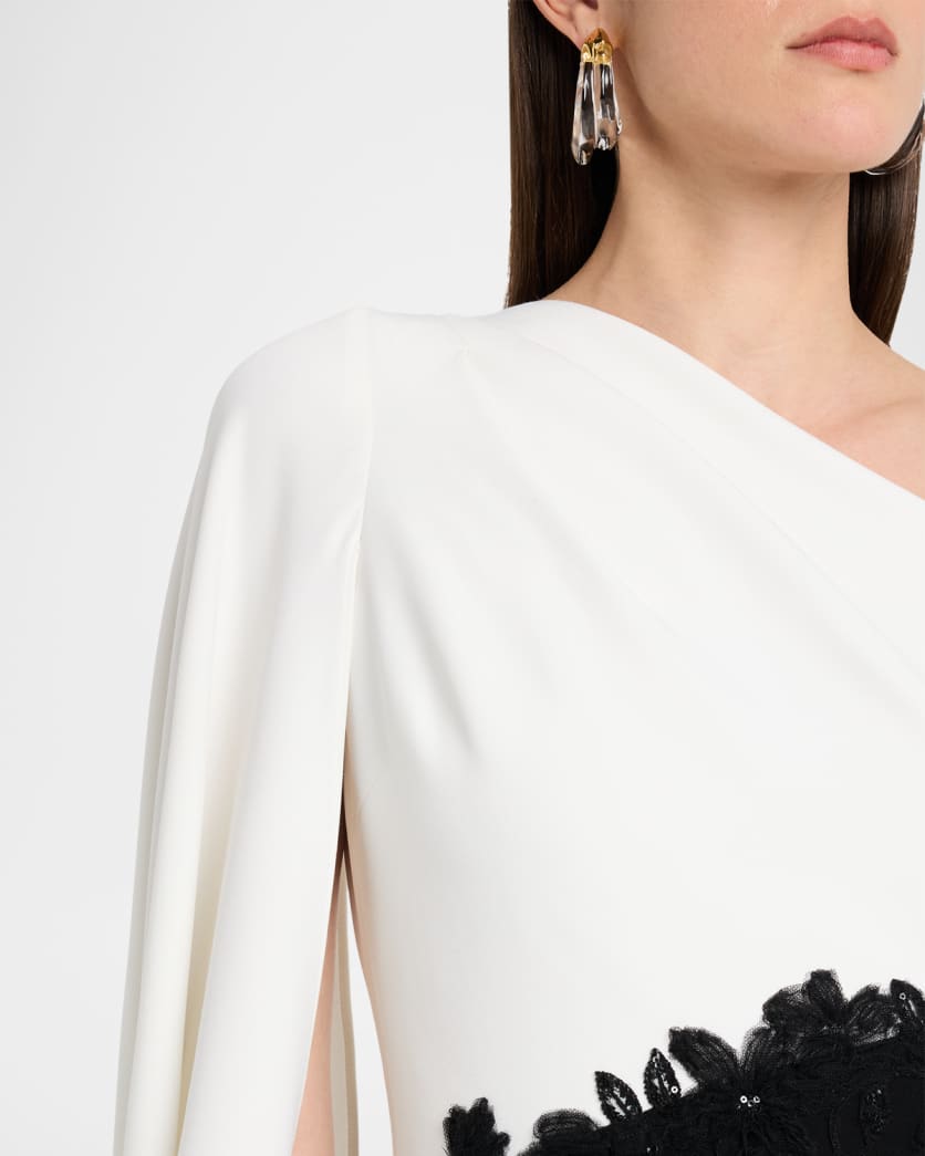 Cape-Sleeve Column Gown